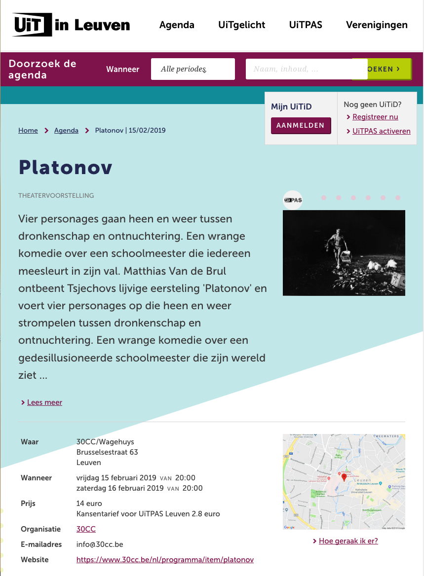 Page Internet. Leuven. Tsjechovs Platonov. Matthias Van de brul. 2019-02-15